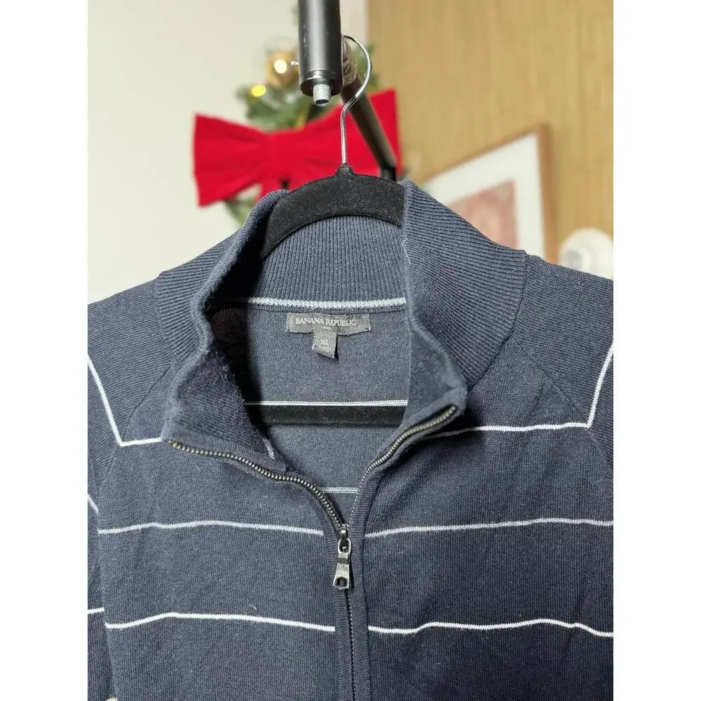 Banana Republic Men's Full-Zip Striped Sweater Jacket XL